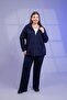 1211002 Women's Plus Size Grosgrain-Zippered Hooded Sweat Navy Blue - 4