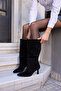 Perri̇ Women's Black Real Suede Half Unlined Heel Boots - 4