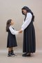 Black Pleated Polyviscose Jile Dress and Girl's Dress Mother-Daughter Combination (Sold as Single) - 5