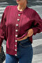 Women's Crew Neck Heart Button Detailed Cardigan - 2