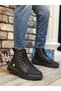 Black Quilted Lace-Up Lightweight High Sole Style Men's Sports Boots Tge230309 - 2