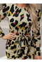 New Season Women's Belted Crepe Dress Round Neck Stylish and Elegant Model - 4