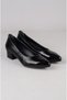 Seç 906 Genuine Leather Heelled Women's Shoes (Heel Height: 4 cm) Black Honeycomb