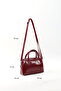 Crinkled Textured Burgundy Shk184 Faux Leather, Single Compartment with Zipper, Strap Hand, Arm and Shoulder Bag - 2
