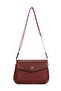 Women's Leather Long Strap Hand and Shoulder Bag – Burgundy - 3