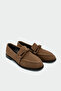 Onapy Bitter Brown Suede Flat Sole Knot Detailed Shoes