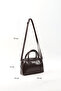 Crinkled Textured Brown Shk184 Faux Leather, Single Compartment with Zipper, Strap Hand, Arm and Shoulder Bag - 2