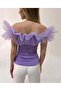 Side Gathered Ruffle Blouse - 3