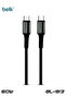 كابل بيانات BL-S13 USB-C إلى USB-C بقوة 60 واط، منسوج من النايلون بطول 300 سم، شحن ونقل سريعين