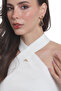 Women's Studded Model Gold Color Wire Wrap Design Cat's Eye Earrings Purple - 5