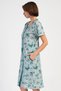 Women's Short Sleeve V-Neck Zipper Pocket Floral Print Green Color Home Dress C9T8N3804 - 2