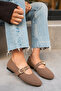 Victor Bitter Brown Suede Gold Buckle Ballerinas - 3