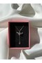 Silver Color Winged Heart Figured Zircon Stone Women's Steel Necklace - 2