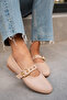 Victor Nude Leather Gold Buckle Leather Ballerinas - 2