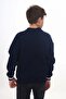 Navy Blue Boys' V-Neck Snap Closure Pocket Low Shoulder Embroidery Printed Knitted Cardigan - 3