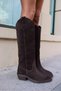 Castro Women's Brown Genuine Leather Suede Zippered Western Boots - 7