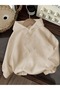Cheerful Face & Teddy Bear Patterned K Hooded Sweatshirt for Women - 2