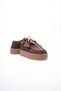 Women's Suede Loafer Shoes with Lace-Up Bead Detail, Brown Kavera - 2