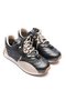 Women's Leather Sneaker Parachute Detailed Black-Beige Lurea - 3