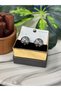 Silver Color Convex Half Hoop Earrings - White Zircon Star Detail - 2