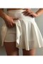 Women's White High Waist Shaping / Sculpting Flared Cut Mini Short Sports Tennis Skirt Skort with Shorts Inside - 2
