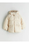 Lcw Kids Beige Hooded Girl's Puffer Jacket - 2
