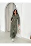 Women's Waist-Belted Modal Tracksuit Set with Zippered Pockets Model - 4