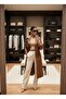 Special Design Coat with Imported Leather, Including Belt, Brooch Detail, and Lined - 4