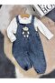 Unisex Teddy Bear Baby Jeans Salopet with Teddy Bear 2 Pieces - 3