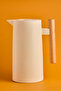 Begonia Nordic Bamboo Handle Glass Vacuum Thermos 1000 ml Cream