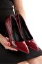 Stiletto Burgundy Patent Leather- Medium Heel Thin Heel Women's Shoes - 4