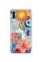 Samsung Galaxy A70 Compatible Transparent Phone Case with Sun Flowers and Evil Eye Pattern