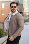 Men's Leather Coat with Detail on the Collar - 3