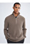 Lcw vision beige zip-up turtleneck men's knit sweater - 3