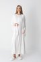 Women's Ecru Special Lace Detailed Full Length Design Winter Long Sleeve Maternity Dressing Gown Nightgown Set - 2