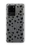Samsung Galaxy S20 Ultra Compatible Black Floral Pattern Transparent Phone Case