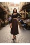 Women's Suede Dark Brown Flared Skirt - 4