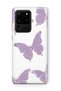 Samsung Galaxy S20 Ultra Compatible Purple Butterfly Pattern Transparent Phone Case
