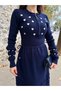 Heart Embroidered Stylish Knit Dress - 7