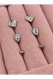 Steel Silver Color Stone Drop Combination Earrings - 4