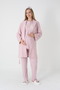 Powder Jacquard Shawl Collar Special Design Winter Long Sleeve 100% Cotton Maternity Dressing Gown Pajamas Set 3-Pieceset - 7