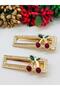 Gold Stone Cherry Metal Clasp Side Clasp Set of 2 🍒 - 6