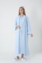 Blue Shawl Collar Jacquard Full Length Winter Long Sleeve Special Design Maternity Nightgown Nightgown Set of 2 - 4
