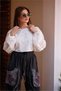 White Color Embroidered Back Tie Detailed Blouse - 4