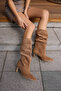 Perri̇ Women's Taba Tutun Real Suede Half Unlined Heel Boots - 8