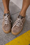 Jenny Women's Mink Real Leather 5 cm Sole Sneaker - 5