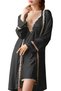 Women Robe Sleepwear 2-Piece Satin Nightgown Long Kimono Dressing Gown with Strap MG17