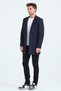 Men's Slim Fit Navy Blue Cashew Coat - 5