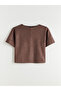 Lcw Vision Brown Crew Neck Women's Suede T-Shirt - 5