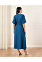 Women Blue Belted Kaftan Dress - 3